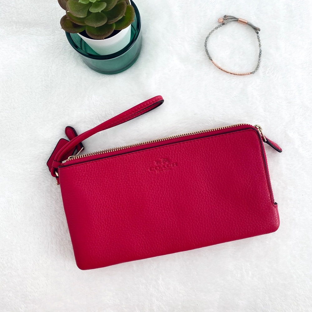 Coach Double Zip Wristlet/ Large Wallet